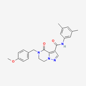 molecular formula C23H24N4O3 B2762149 N-(3,5-dimethylphenyl)-5-(4-methoxybenzyl)-4-oxo-4,5,6,7-tetrahydropyrazolo[1,5-a]pyrazine-3-carboxamide CAS No. 303986-78-9