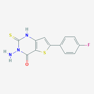 molecular formula C12H8FN3OS2 B276215 3-amino-6-(4-fluorophenyl)-2-sulfanylthieno[3,2-d]pyrimidin-4(3H)-one 