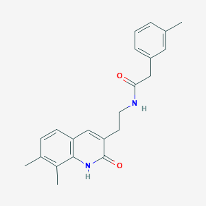 molecular formula C22H24N2O2 B2762151 N-(2-(7,8-dimethyl-2-oxo-1,2-dihydroquinolin-3-yl)ethyl)-2-(m-tolyl)acetamide CAS No. 851408-31-6