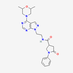 N-(2-(4-(2,6-dimethylmorpholino)-1H-pyrazolo[3,4-d]pyrimidin-1-yl)ethyl)-5-oxo-1-phenylpyrrolidine-3-carboxamide
