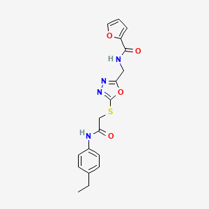 molecular formula C18H18N4O4S B2762154 N-[[5-[2-(4-ethylanilino)-2-oxoethyl]sulfanyl-1,3,4-oxadiazol-2-yl]methyl]furan-2-carboxamide CAS No. 851862-41-4