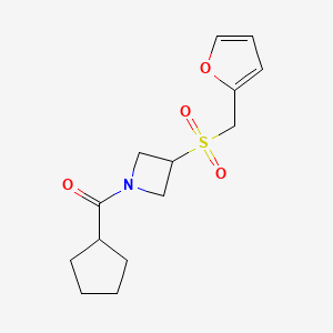 molecular formula C14H19NO4S B2762157 环戊基(3-((呋喃-2-基甲基磺酰)氮杂环丁-1-基)甲酮 CAS No. 1797344-14-9