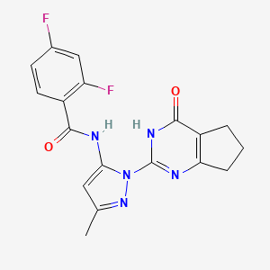 2,4-difluoro-N-(3-methyl-1-(4-oxo-4,5,6,7-tetrahydro-3H-cyclopenta[d]pyrimidin-2-yl)-1H-pyrazol-5-yl)benzamide