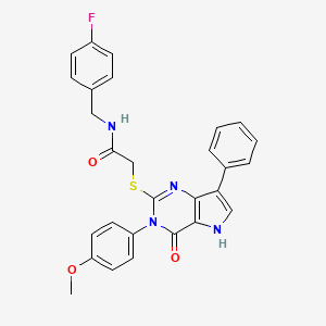 molecular formula C28H23FN4O3S B2762165 N-(4-氟苯甲基)-2-((3-(4-甲氧基苯基)-4-氧代-7-苯基-4,5-二氢-3H-吡咯[3,2-d]嘧啶-2-基)硫)乙酰胺 CAS No. 2034352-75-3