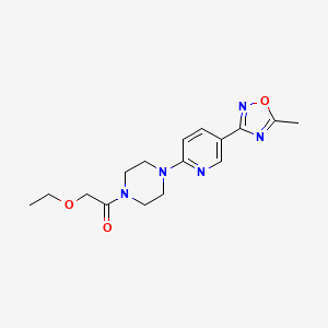 molecular formula C16H21N5O3 B2762166 2-乙氧基-1-(4-(5-(5-甲基-1,2,4-噁二唑-3-基)吡啶-2-基)哌嗪-1-基)乙酮 CAS No. 1235659-60-5