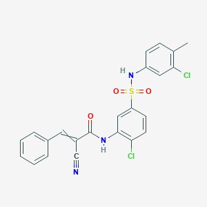molecular formula C23H17Cl2N3O3S B2762169 N-{2-chloro-5-[(3-chloro-4-methylphenyl)sulfamoyl]phenyl}-2-cyano-3-phenylprop-2-enamide CAS No. 721894-10-6