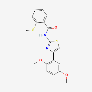 molecular formula C19H18N2O3S2 B2762177 N-(4-(2,5-二甲氧基苯基)噻唑-2-基)-2-(甲硫基)苯甲酰胺 CAS No. 896349-43-2