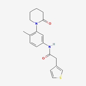 molecular formula C18H20N2O2S B2762179 N-(4-methyl-3-(2-oxopiperidin-1-yl)phenyl)-2-(thiophen-3-yl)acetamide CAS No. 1448131-84-7