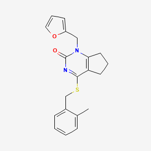 molecular formula C20H20N2O2S B2762181 1-(furan-2-ylmethyl)-4-[(2-methylphenyl)methylsulfanyl]-6,7-dihydro-5H-cyclopenta[d]pyrimidin-2-one CAS No. 899957-93-8