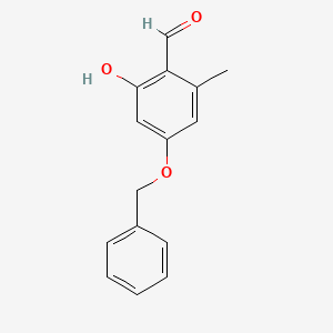 molecular formula C15H14O3 B2762187 苯甲醛, 2-羟基-6-甲基-4-(苯基甲氧基)- CAS No. 34883-10-8
