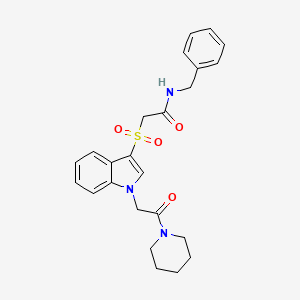 molecular formula C24H27N3O4S B2762191 N-苄基-2-((1-(2-氧代-2-(哌啶-1-基)乙基)-1H-吲哚-3-基)磺酰)乙酰胺 CAS No. 878057-63-7