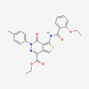 molecular formula C25H23N3O5S B2762193 Ethyl 5-(2-ethoxybenzamido)-4-oxo-3-(p-tolyl)-3,4-dihydrothieno[3,4-d]pyridazine-1-carboxylate CAS No. 851948-11-3