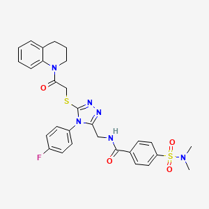 molecular formula C29H29FN6O4S2 B2762200 N-((5-((2-(3,4-dihydroquinolin-1(2H)-yl)-2-oxoethyl)thio)-4-(4-fluorophenyl)-4H-1,2,4-triazol-3-yl)methyl)-4-(N,N-dimethylsulfamoyl)benzamide CAS No. 310427-31-7