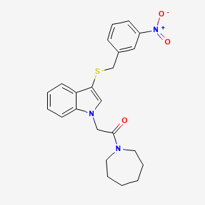 molecular formula C23H25N3O3S B2762203 1-(azepan-1-yl)-2-(3-((3-nitrobenzyl)thio)-1H-indol-1-yl)ethanone CAS No. 896004-75-4