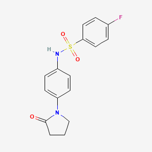 molecular formula C16H15FN2O3S B2762205 4-fluoro-N-(4-(2-oxopyrrolidin-1-yl)phenyl)benzenesulfonamide CAS No. 941385-12-2