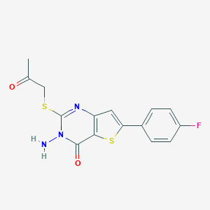 molecular formula C15H12FN3O2S2 B276222 3-amino-6-(4-fluorophenyl)-2-[(2-oxopropyl)sulfanyl]thieno[3,2-d]pyrimidin-4(3H)-one 