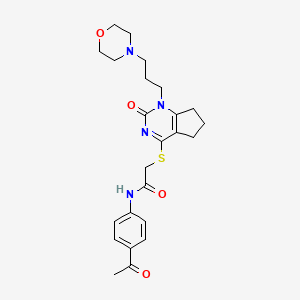molecular formula C24H30N4O4S B2762221 N-(4-乙酰苯基)-2-((1-(3-吗啉基丙基)-2-氧代-2,5,6,7-四氢-1H-环戊嘧啶-4-基)硫)乙酰胺 CAS No. 898444-96-7