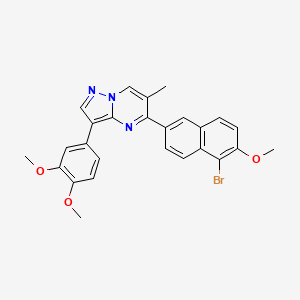 molecular formula C26H22BrN3O3 B2762226 5-(5-Bromo-6-methoxynaphthalen-2-yl)-3-(3,4-dimethoxyphenyl)-6-methylpyrazolo[1,5-a]pyrimidine CAS No. 866144-88-9