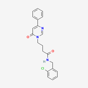 molecular formula C21H20ClN3O2 B2762229 N-(2-chlorobenzyl)-4-(6-oxo-4-phenylpyrimidin-1(6H)-yl)butanamide CAS No. 1226456-36-5