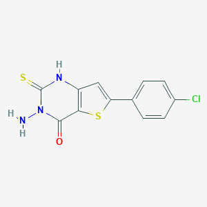 molecular formula C12H8ClN3OS2 B276223 3-amino-6-(4-chlorophenyl)-2-sulfanylthieno[3,2-d]pyrimidin-4(3H)-one 