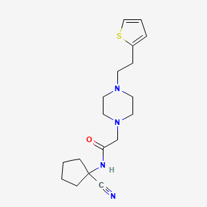 molecular formula C18H26N4OS B2762233 N-(1-cyanocyclopentyl)-2-{4-[2-(thiophen-2-yl)ethyl]piperazin-1-yl}acetamide CAS No. 1241132-70-6