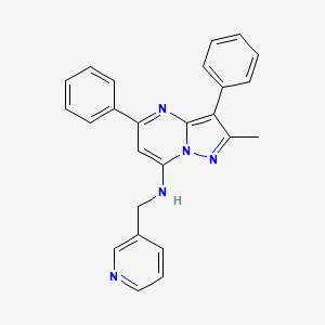 molecular formula C25H21N5 B2762235 2-甲基-3,5-二苯基-N-(吡啶-3-基甲基)吡唑并[1,5-a]嘧啶-7-胺 CAS No. 890625-32-8
