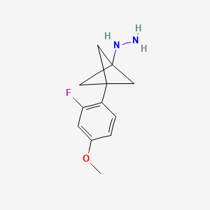 molecular formula C12H15FN2O B2762242 [3-(2-Fluoro-4-methoxyphenyl)-1-bicyclo[1.1.1]pentanyl]hydrazine CAS No. 2287272-91-5