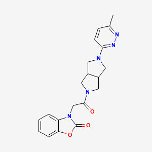 molecular formula C20H21N5O3 B2762243 3-[2-[2-(6-Methylpyridazin-3-yl)-1,3,3a,4,6,6a-hexahydropyrrolo[3,4-c]pyrrol-5-yl]-2-oxoethyl]-1,3-benzoxazol-2-one CAS No. 2415602-02-5