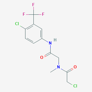 molecular formula C12H11Cl2F3N2O2 B2762245 2-chloro-N-({[4-chloro-3-(trifluoromethyl)phenyl]carbamoyl}methyl)-N-methylacetamide CAS No. 736948-87-1
