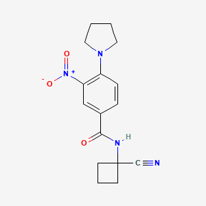 molecular formula C16H18N4O3 B2762248 N-(1-cyanocyclobutyl)-3-nitro-4-(pyrrolidin-1-yl)benzamide CAS No. 1427993-45-0