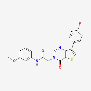 molecular formula C21H16FN3O3S B2762249 2-[7-(4-fluorophenyl)-4-oxothieno[3,2-d]pyrimidin-3(4H)-yl]-N-(3-methoxyphenyl)acetamide CAS No. 1207013-43-1