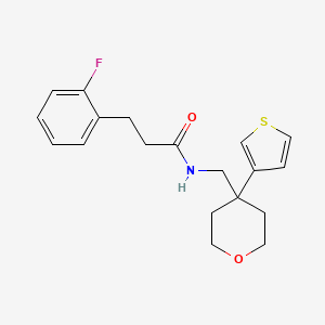molecular formula C19H22FNO2S B2762252 3-(2-氟苯基)-N-((4-(噻吩-3-基)四氢-2H-吡喃-4-基)甲基)丙酰胺 CAS No. 2319831-91-7