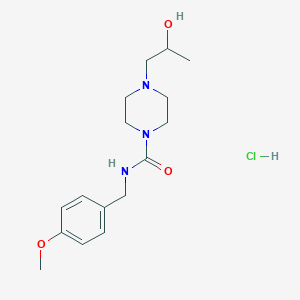 molecular formula C16H26ClN3O3 B2762254 4-(2-hydroxypropyl)-N-(4-methoxybenzyl)piperazine-1-carboxamide hydrochloride CAS No. 1396677-61-4