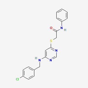 molecular formula C19H17ClN4OS B2762257 2-((6-((4-chlorobenzyl)amino)pyrimidin-4-yl)thio)-N-phenylacetamide CAS No. 1251674-58-4