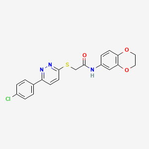 molecular formula C20H16ClN3O3S B2762260 2-[6-(4-氯苯基)吡啶并[3,2-d]嘧啶-3-基]硫代-N-(2,3-二氢-1,4-苯并二氧杂环-6-基)乙酰胺 CAS No. 872688-57-8