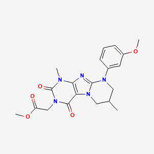 methyl 2-(9-(3-methoxyphenyl)-1,7-dimethyl-2,4-dioxo-1,2,6,7,8,9-hexahydropyrimido[2,1-f]purin-3(4H)-yl)acetate