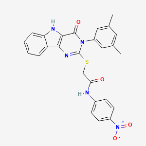 molecular formula C26H21N5O4S B2762276 2-[[3-(3,5-dimethylphenyl)-4-oxo-5H-pyrimido[5,4-b]indol-2-yl]sulfanyl]-N-(4-nitrophenyl)acetamide CAS No. 536705-73-4