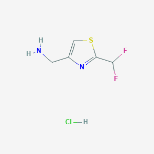 molecular formula C5H7ClF2N2S B2762285 [2-(二氟甲基)-1,3-噻唑-4-基]甲胺;盐酸 CAS No. 2408963-68-6