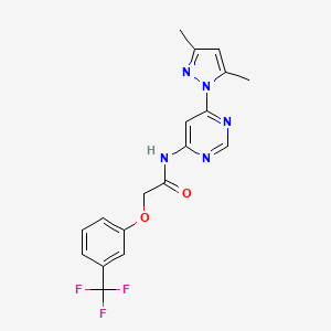 molecular formula C18H16F3N5O2 B2762287 N-(6-(3,5-二甲基-1H-吡唑-1-基)嘧啶-4-基)-2-(3-(三氟甲基)苯氧基)乙酰胺 CAS No. 1428350-26-8