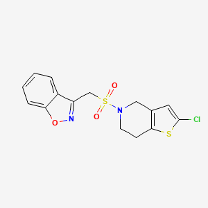 molecular formula C15H13ClN2O3S2 B2762292 3-(((2-chloro-6,7-dihydrothieno[3,2-c]pyridin-5(4H)-yl)sulfonyl)methyl)benzo[d]isoxazole CAS No. 2034417-36-0