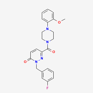 molecular formula C23H23FN4O3 B2762294 2-(3-fluorobenzyl)-6-(4-(2-methoxyphenyl)piperazine-1-carbonyl)pyridazin-3(2H)-one CAS No. 1040662-91-6