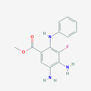 molecular formula C14H14FN3O2 B2762295 Methyl 4,5-diamino-3-fluoro-2-(phenylamino)benzoate CAS No. 606144-42-7
