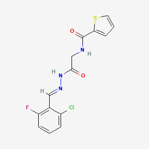 molecular formula C14H11ClFN3O2S B2762297 (E)-N-(2-(2-(2-chloro-6-fluorobenzylidene)hydrazinyl)-2-oxoethyl)thiophene-2-carboxamide CAS No. 391896-32-5