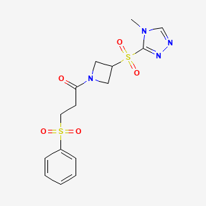 1-(3-((4-methyl-4H-1,2,4-triazol-3-yl)sulfonyl)azetidin-1-yl)-3-(phenylsulfonyl)propan-1-one