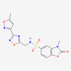 3-methyl-N-((3-(5-methylisoxazol-3-yl)-1,2,4-oxadiazol-5-yl)methyl)-2-oxo-2,3-dihydrobenzo[d]oxazole-5-sulfonamide
