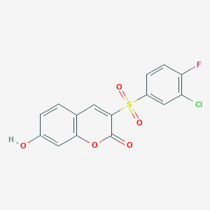 molecular formula C15H8ClFO5S B2762311 3-[(3-chloro-4-fluorophenyl)sulfonyl]-7-hydroxy-2H-chromen-2-one CAS No. 866346-86-3