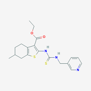 molecular formula C19H23N3O2S2 B276232 Ethyl 6-methyl-2-({[(3-pyridinylmethyl)amino]carbothioyl}amino)-4,5,6,7-tetrahydro-1-benzothiophene-3-carboxylate 