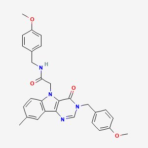 molecular formula C29H28N4O4 B2762324 N-(4-methoxybenzyl)-2-(3-(4-methoxybenzyl)-8-methyl-4-oxo-3H-pyrimido[5,4-b]indol-5(4H)-yl)acetamide CAS No. 1189684-46-5