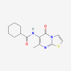 molecular formula C14H17N3O2S B2762325 N-(7-甲基-5-氧代-5H-噻唑并[3,2-a]嘧啶-6-基)环己基甲酰胺 CAS No. 955769-18-3