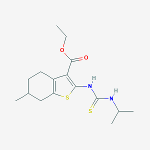 molecular formula C16H24N2O2S2 B276233 Ethyl 2-{[(isopropylamino)carbothioyl]amino}-6-methyl-4,5,6,7-tetrahydro-1-benzothiophene-3-carboxylate 
